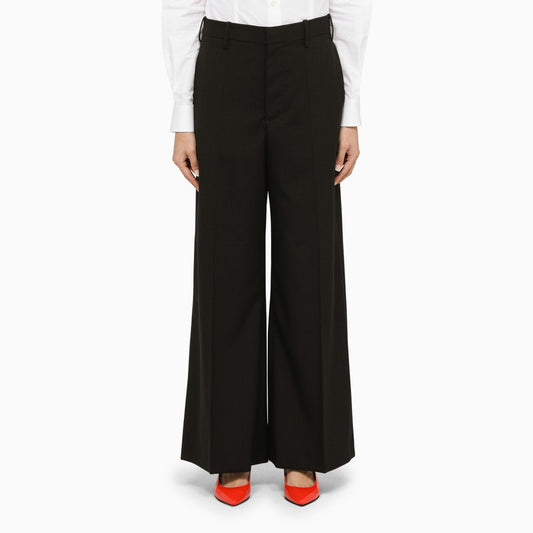 Black Wool Palazzo Trousers