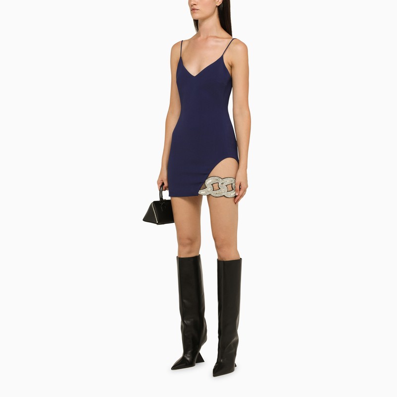 Navy Sheath Dress With Rhinestones