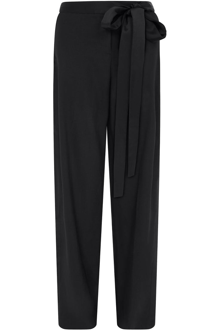 Wide Leg Trousers With Satin Bow Detail