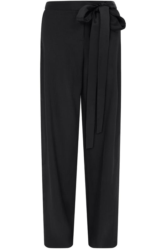Wide Leg Trousers With Satin Bow Detail