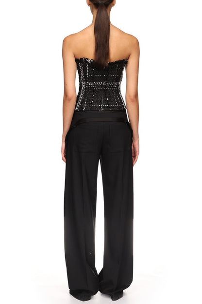 Wide Leg Trousers With Satin Bow Detail