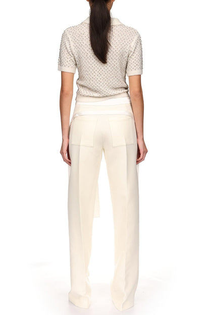 Wide Leg Trousers With Satin Bow Detail