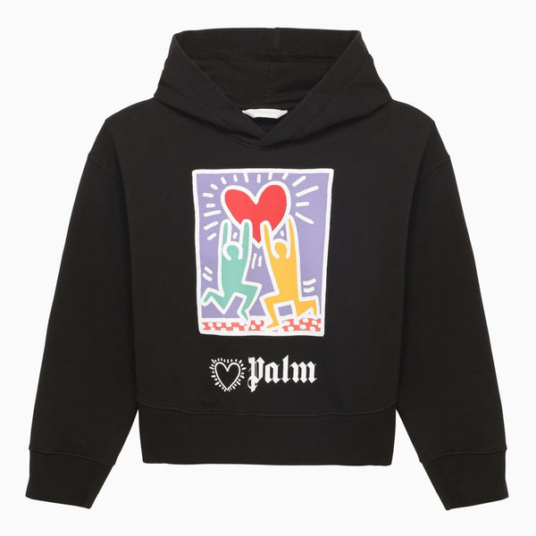 Black Cotton Sweatshirt With Print