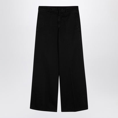 Black Cotton Wide Trousers