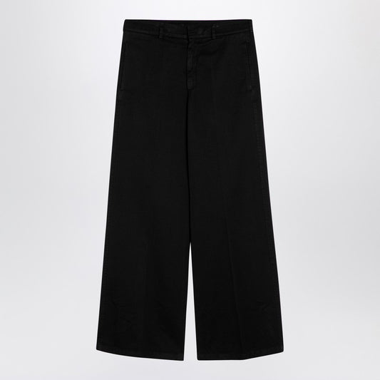 Black Cotton Wide Trousers