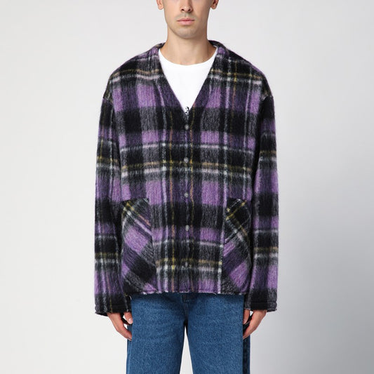 Over Shirt In Violet Check Wool