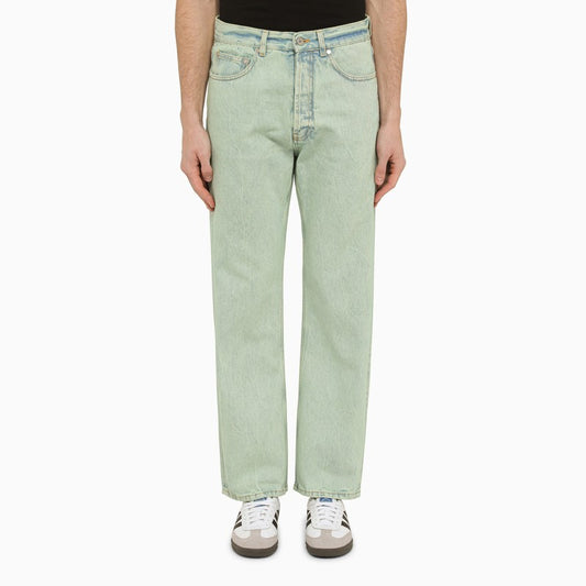 Regular mint green denim jeans