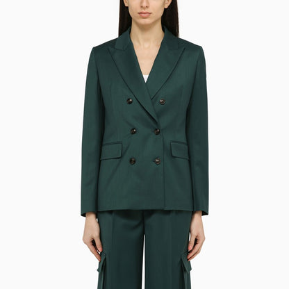 Forest green double-breasted jacket in wool