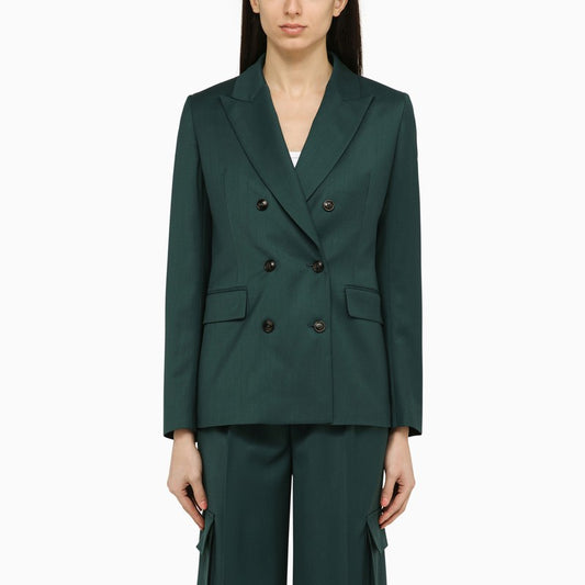 Forest green double-breasted jacket in wool