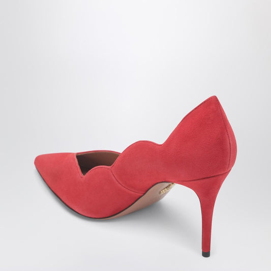 Red suede leather pumps