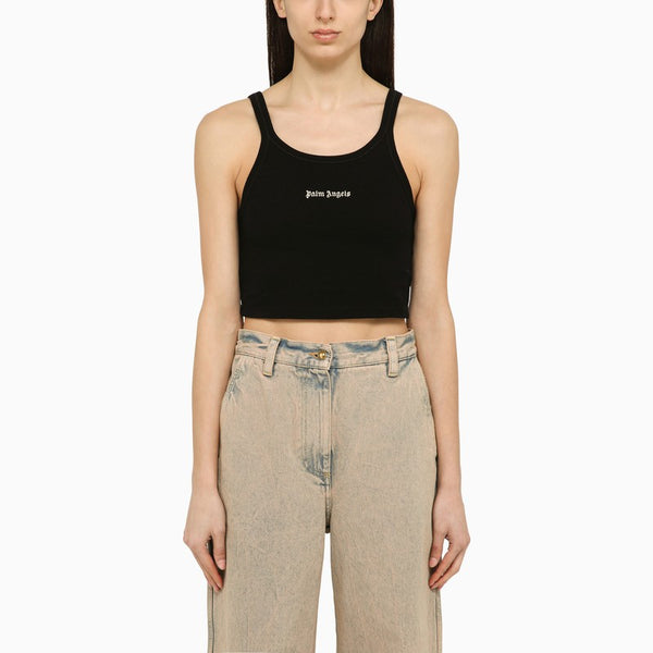 Black Cotton Cropped Top
