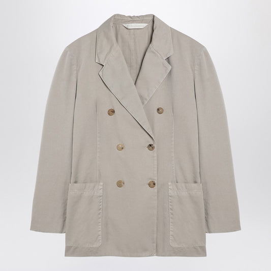 Beige Double-Breasted Cotton Jacket