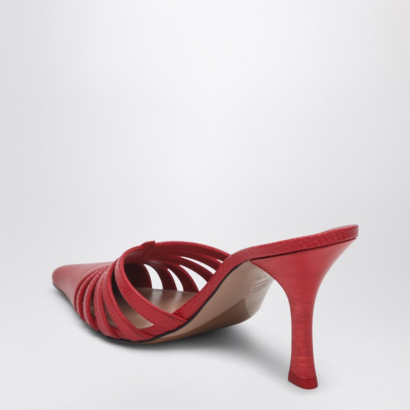Red Leather Mule Nadia