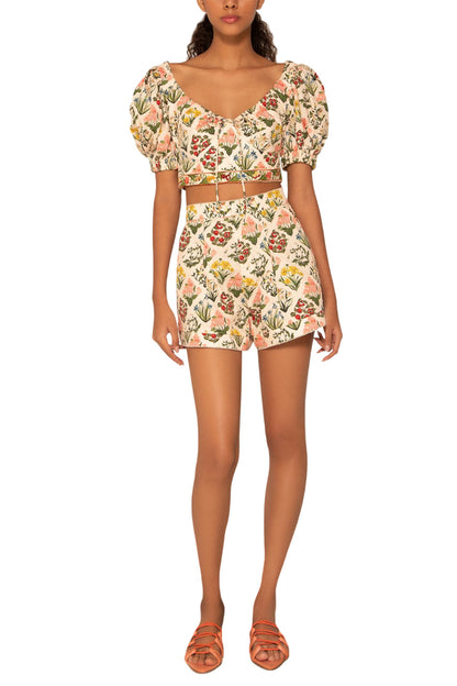 PALMAROSA FLORAL COTTON CROP TOP