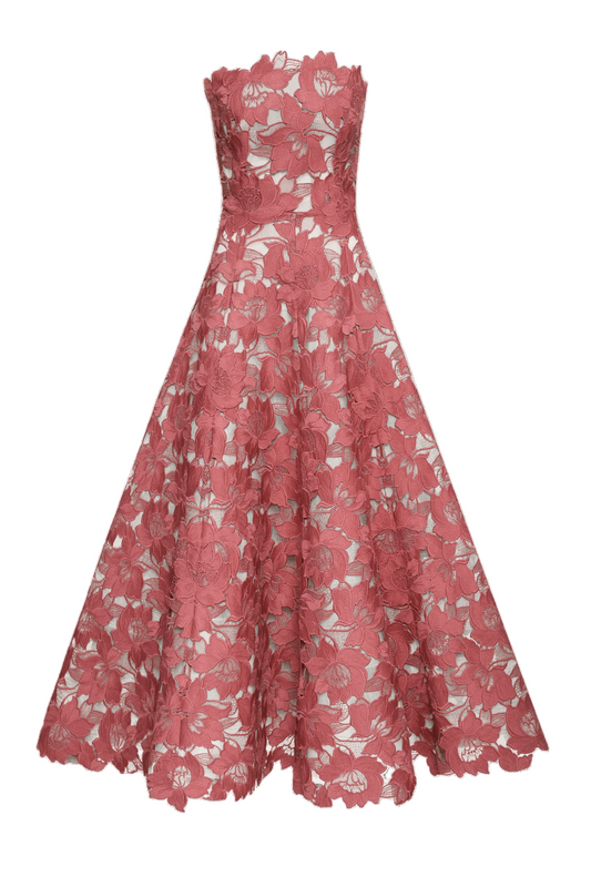 PISTACHIO GUIPURE TEA LENGTH GOWN
