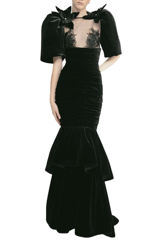 PUFF SLEEVE BLOUSE WITH FLARED SKIRT