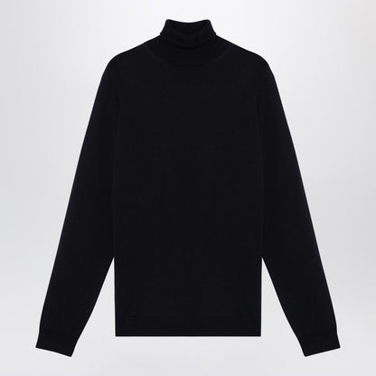 Navy Merino Wool Turtleneck Sweater