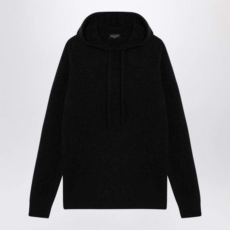 Black Cashmere Hooded Sweatshirt