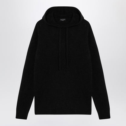 Black Cashmere Hooded Sweatshirt