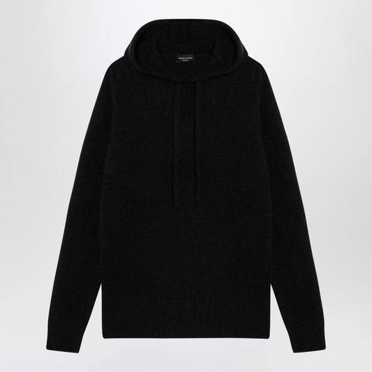 Black Cashmere Hooded Sweatshirt