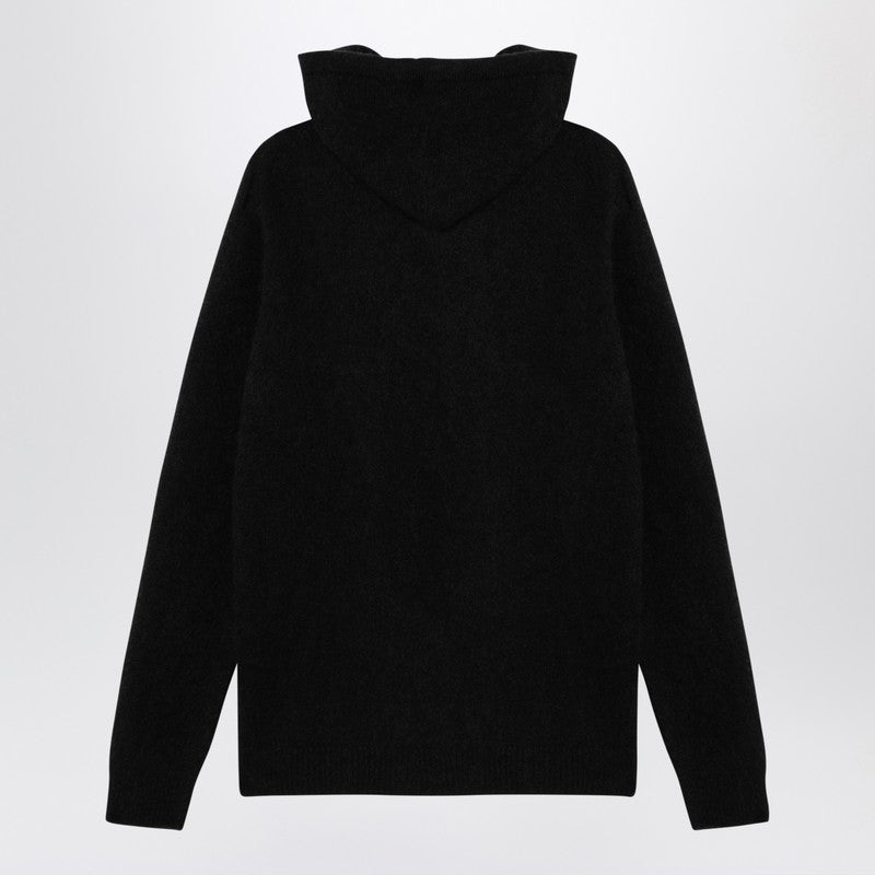 Black Cashmere Hooded Sweatshirt
