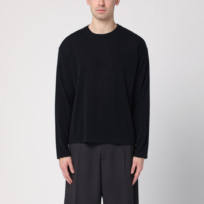 Black Cotton Crew Neck Sweater
