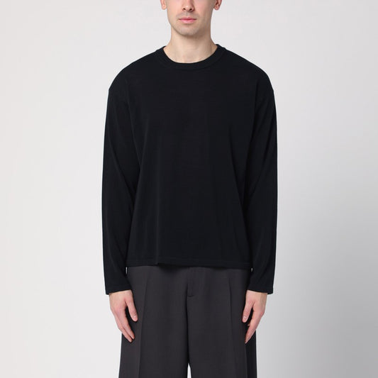 Black Cotton Crew Neck Sweater