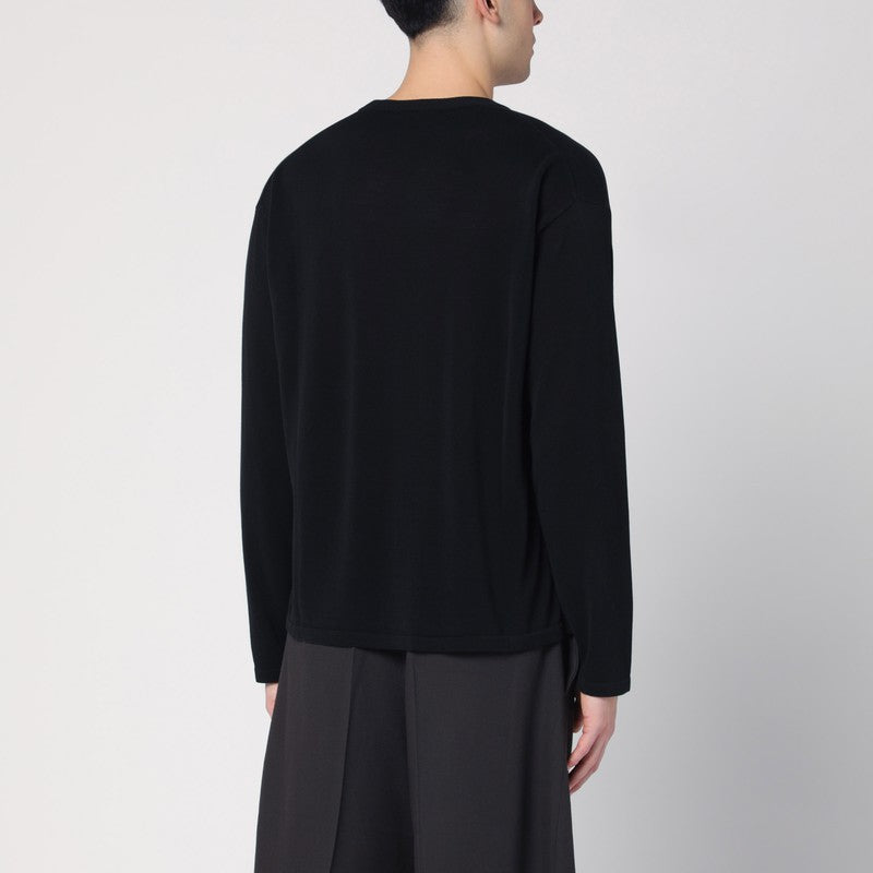 Black Cotton Crew Neck Sweater