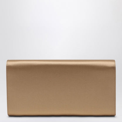 Beige Satin Efflorescence Clutch Bag With Buckle