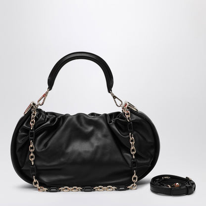 Viv'' Choc Royal Black Leather Hobo Bag