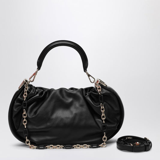 Viv'' Choc Royal Black Leather Hobo Bag