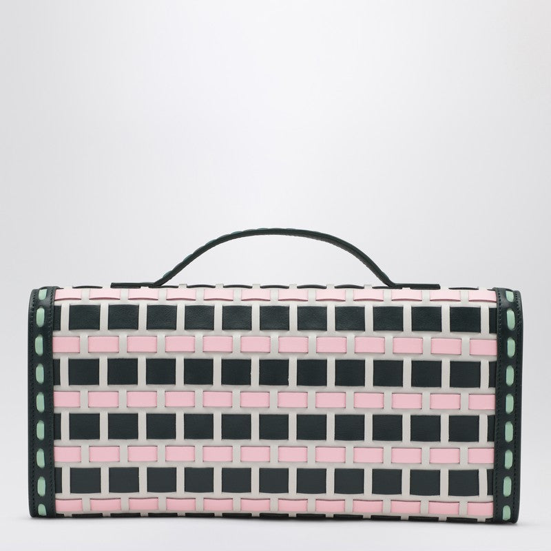 Belle Vivier ice/pink/navy blue clutch bag