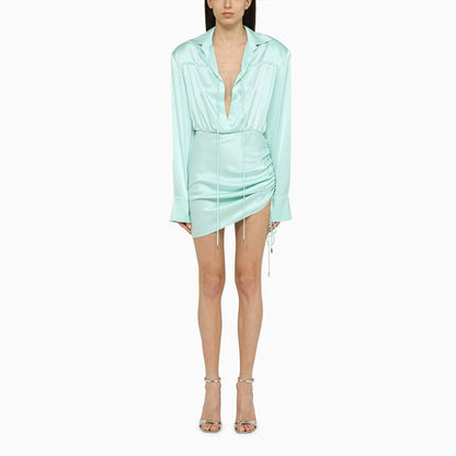 Aqua green wool mini dress