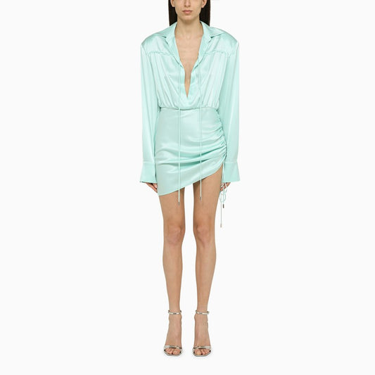 Aqua green wool mini dress