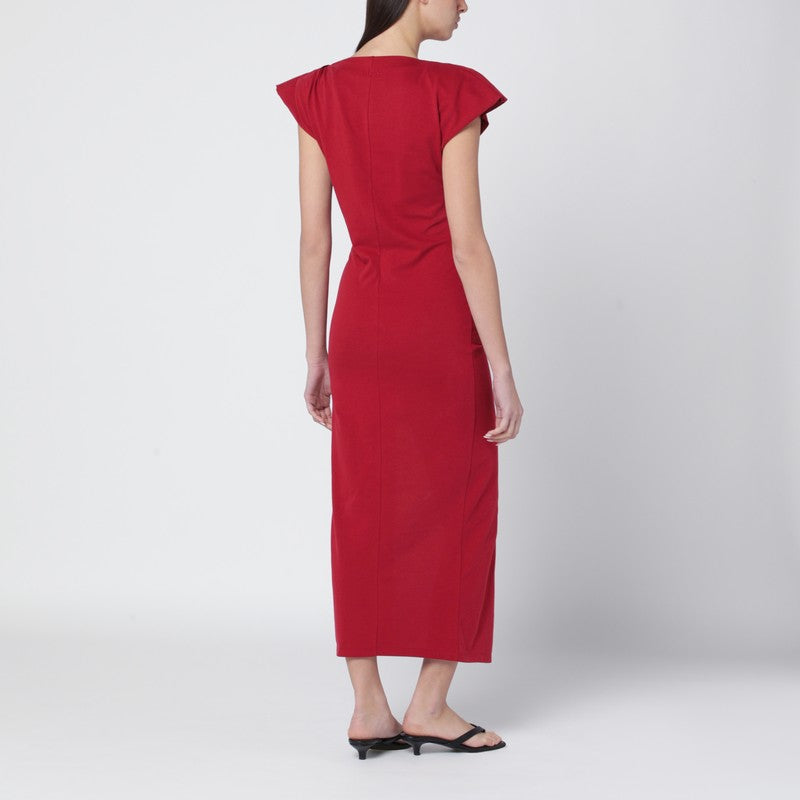 Long cherry-coloured Nadela jersey dress