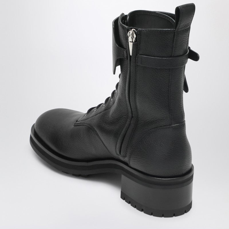 Rosabel Flat black leather ankle boots