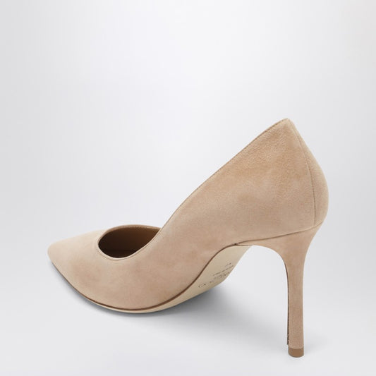 Romy 85 light beige suede pumps