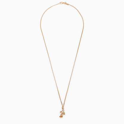 Rose And Skull Necklace In 925 Gold-Plated Silver