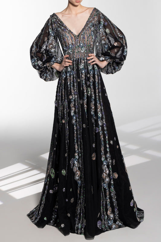 tulle-beaded-dress-with-bell-sleeves-rtwfw23-1