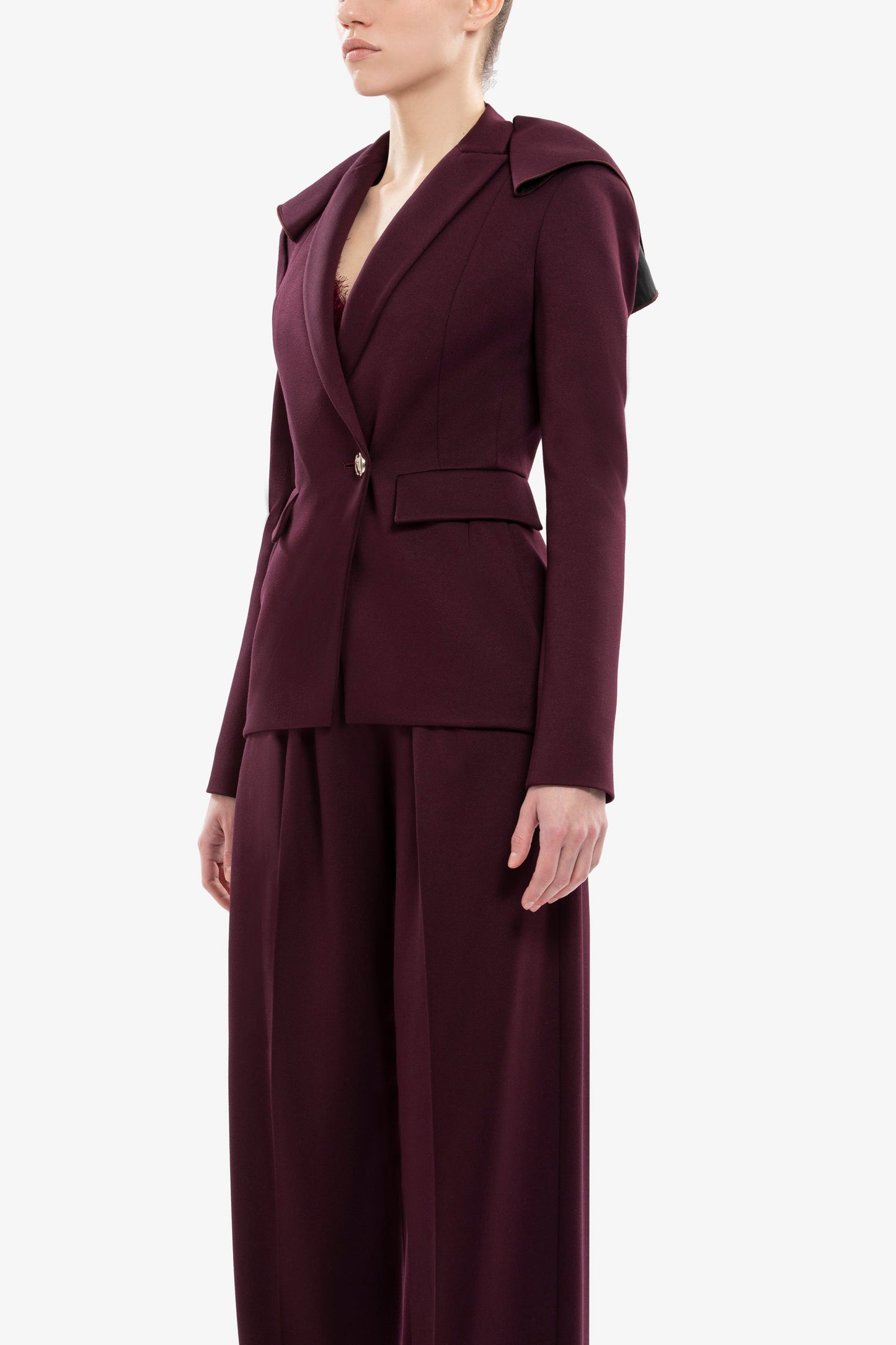 Ruffled tailored jacket