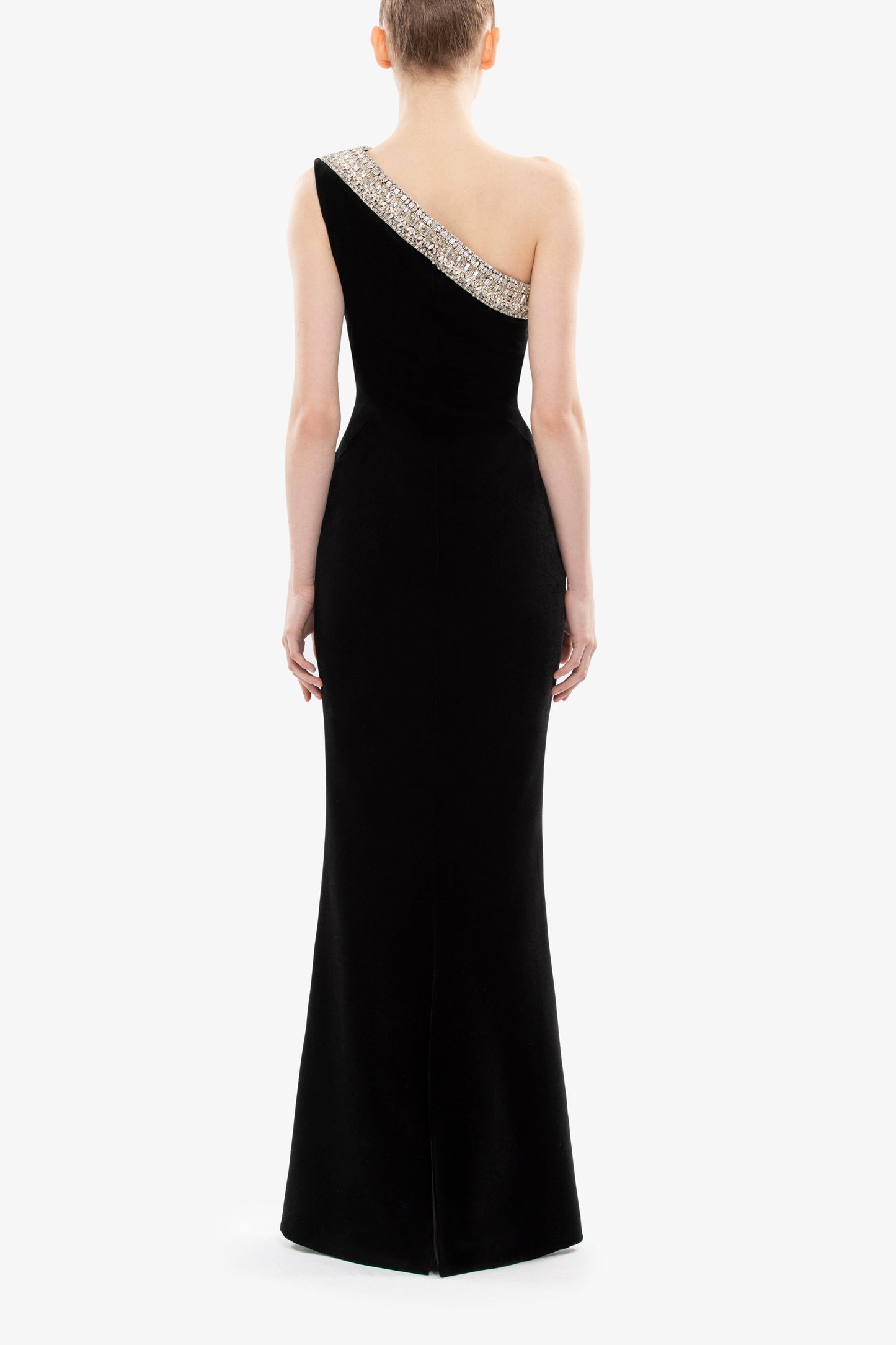 Crystal Embellished One-Shoulder Dress