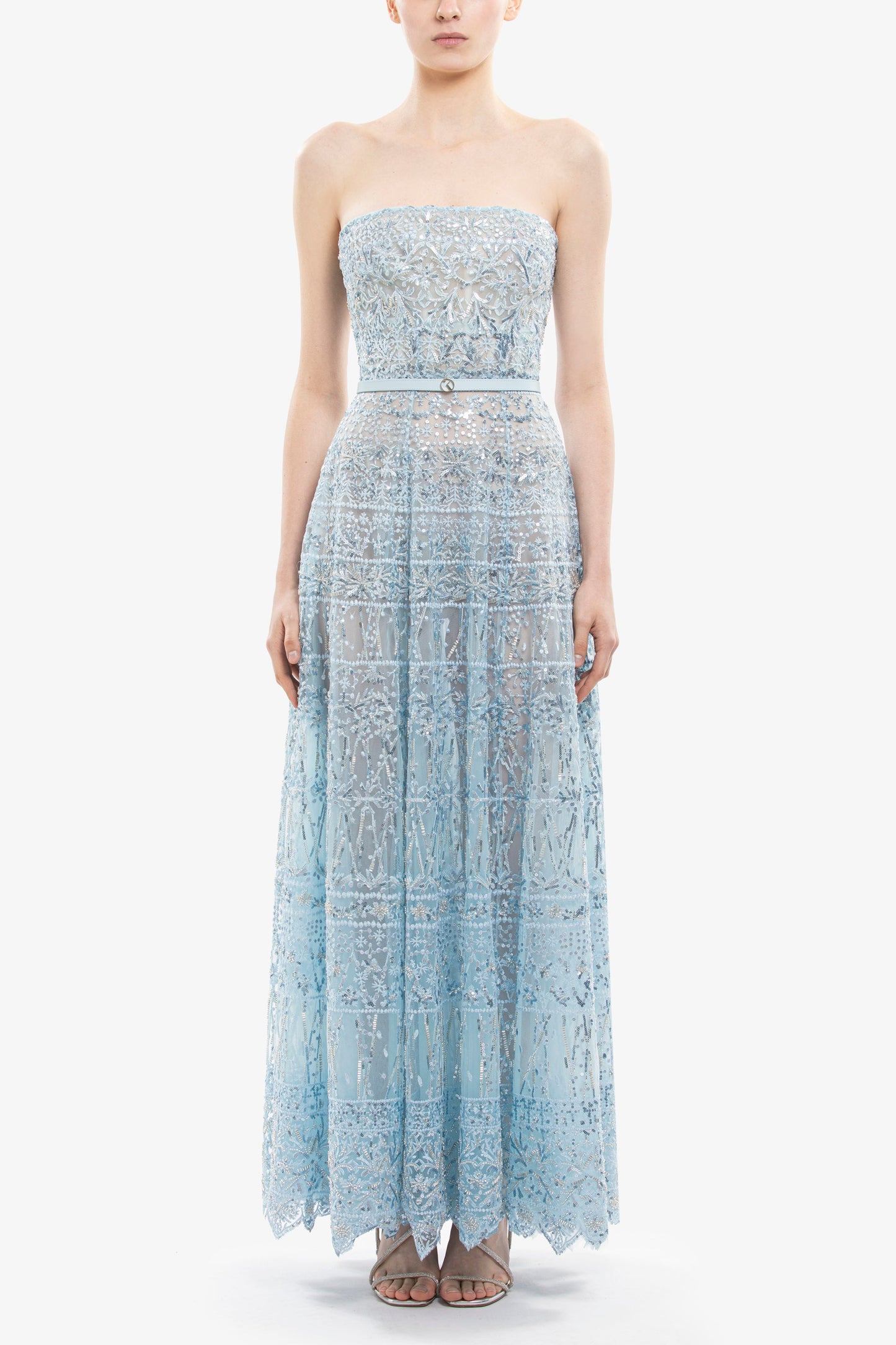 Strapless Beaded Tulle Dress