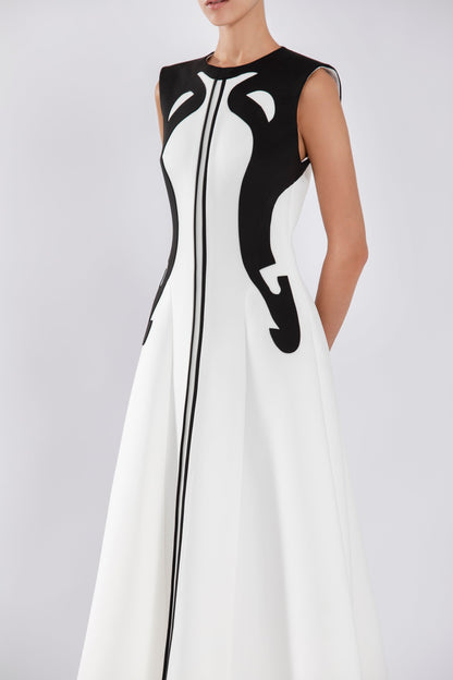 neoprene-dress-with-abstract-contrast-cuts-rtwss24-5