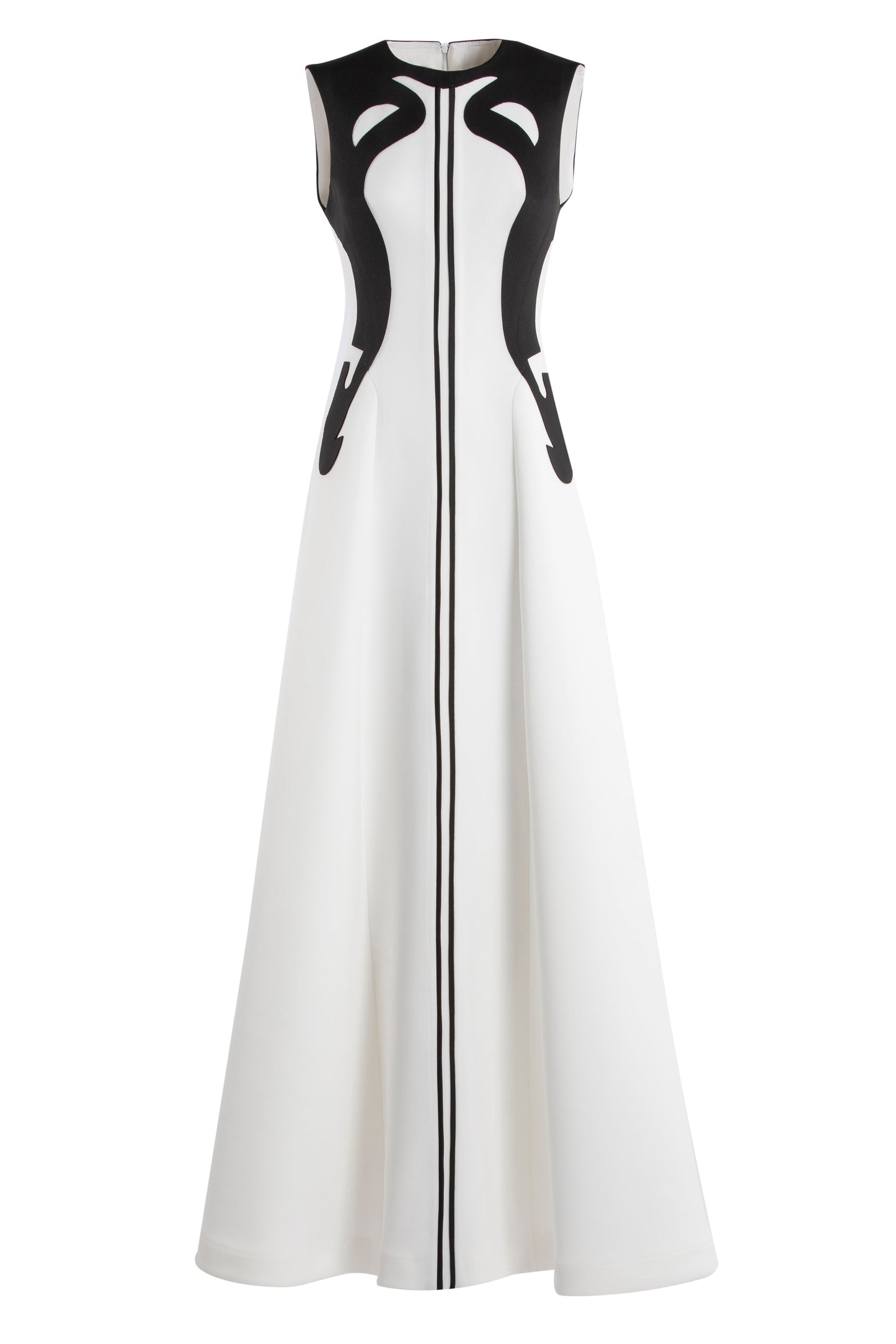 neoprene-dress-with-abstract-contrast-cuts-rtwss24-3
