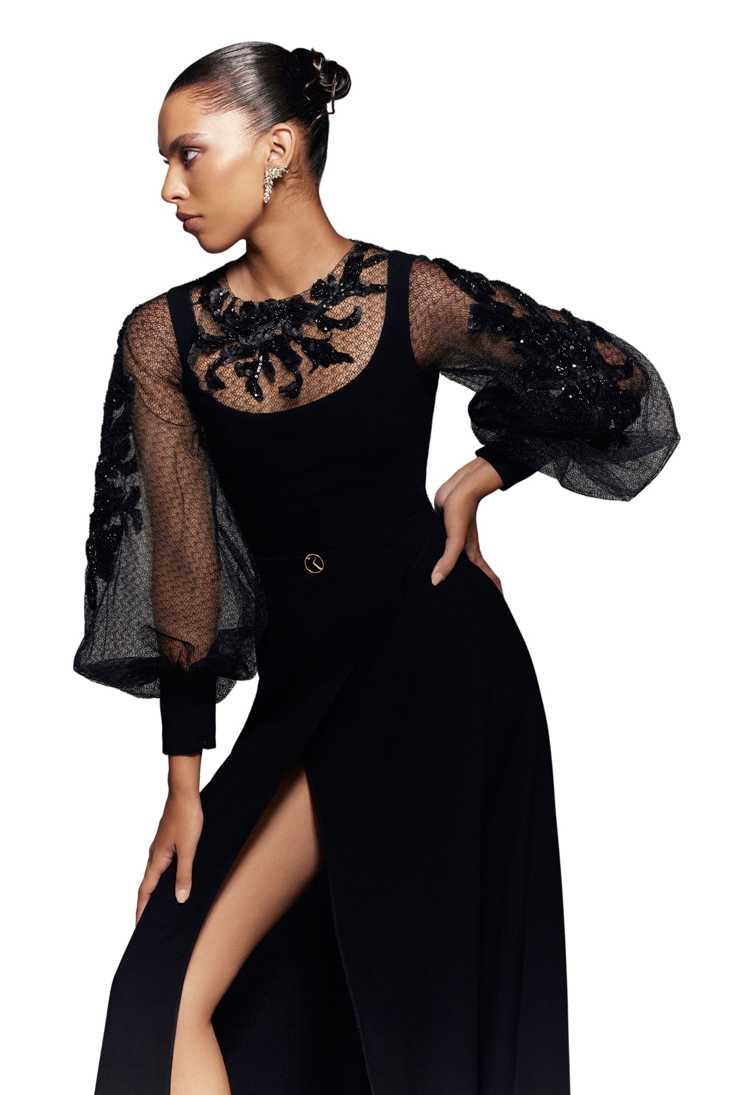 crepe-dress-with-envelope-skirt-and-a-beaded-top-and-sleeves-rtwss24-1