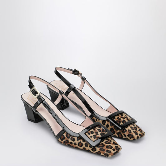 Belle Vivier leopard print pony skin slingback