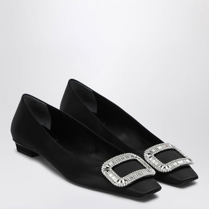 Belle Vivier Black Satin Ballerina
