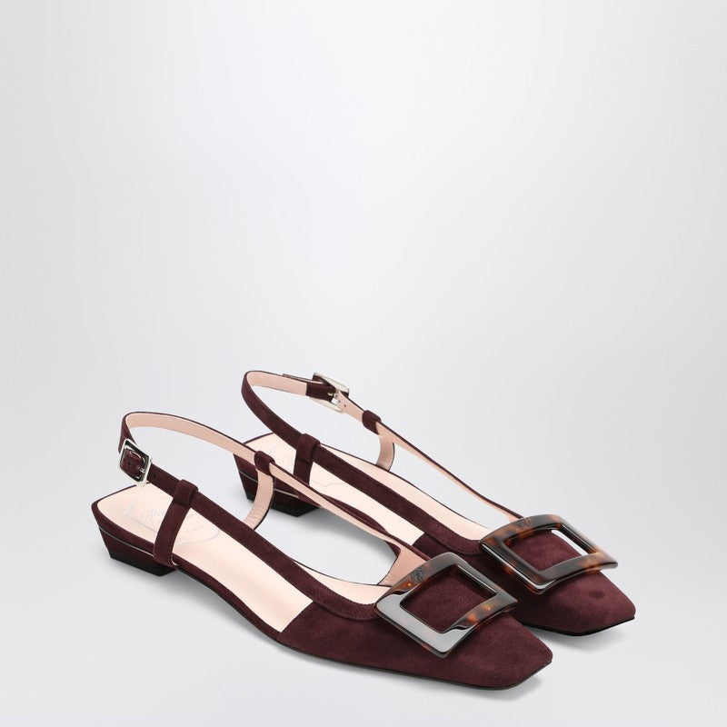 Belle Vivier bordeaux suede slingback flats