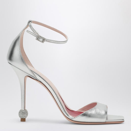 Silver Sandal With Jewelled Heel