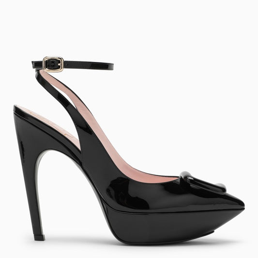 High Black Patent Leather Sandal